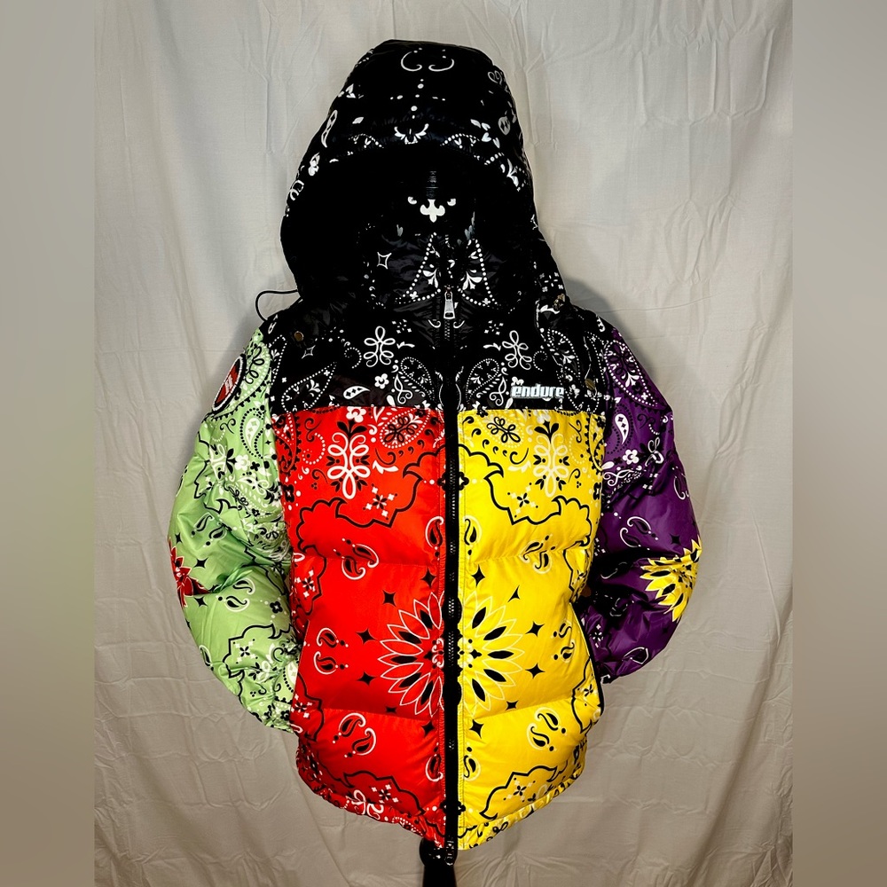 Endure bandana color block puffer jacket